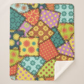 Couverture Sherpa Patchwork Eclectique : Mélange Motif Diverse (Devant)