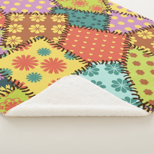 Couverture Sherpa Patchwork Eclectique : Mélange Motif Diverse (3/4)