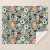Couverture Sherpa Patchwork floral Chauve-Halloween & Fleurs (Devant (Horizontal))
