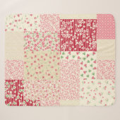 Couverture Sherpa Patchwork Floral : Ornements dessinés à la main. (Devant (Horizontal))