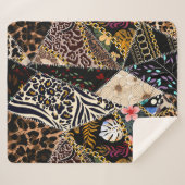 Couverture Sherpa Patchwork Leopard : Ethnic Lining Design. (Devant (Horizontal))