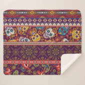 Couverture Sherpa patchwork mexicain : design vintage traditionnel. (Devant (Horizontal))