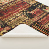 Couverture Sherpa Patchwork motif africain grunge imprimer arrière - (3/4)