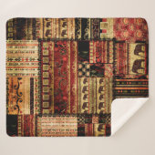 Couverture Sherpa Patchwork motif africain grunge imprimer arrière - (Devant (Horizontal))