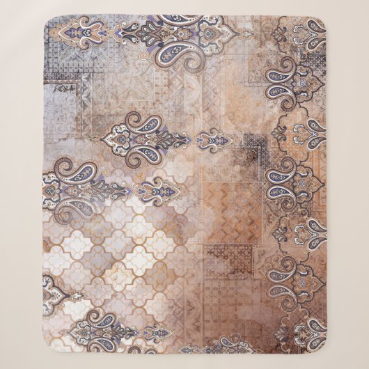 Couverture Sherpa Patchwork Paisley : impression Vintage classique (Devant)