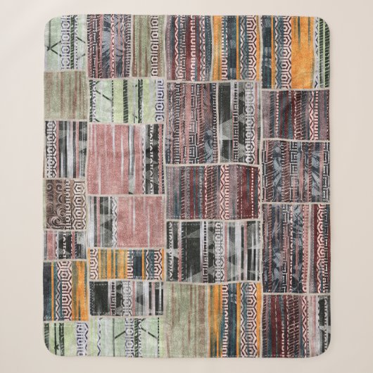 Couverture Sherpa Patchwork Quilt Collage Impression transparente. (Devant)