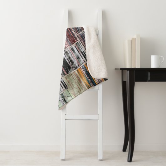 Couverture Sherpa Patchwork Quilt Collage Impression transparente. (En situation)