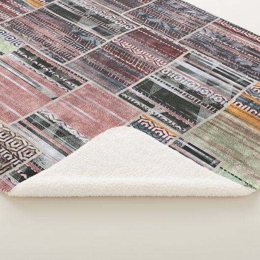 Couverture Sherpa Patchwork Quilt Collage Impression transparente. (3/4)