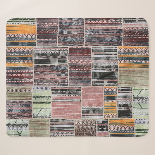 Couverture Sherpa Patchwork Quilt Collage Impression transparente. (Devant (Horizontal))