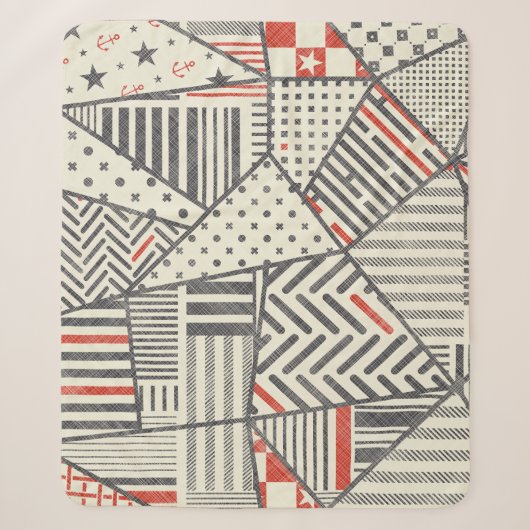 Couverture Sherpa Patchwork rétro : Conception géométrique Abstraite (Devant)