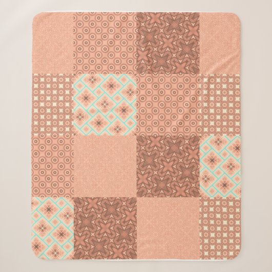 Couverture Sherpa Patchwork Rose Rétro (Devant)