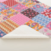 Couverture Sherpa Patchwork sans couture, motif en tissu mignon. (3/4)