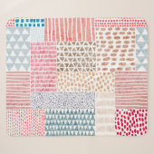 Couverture Sherpa Patchwork Style mignon Motif Doodé (Devant (Horizontal))