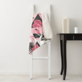 Couverture Sherpa Patchwork Tropical : Flamant rose Watermelon Seaml (En situation)