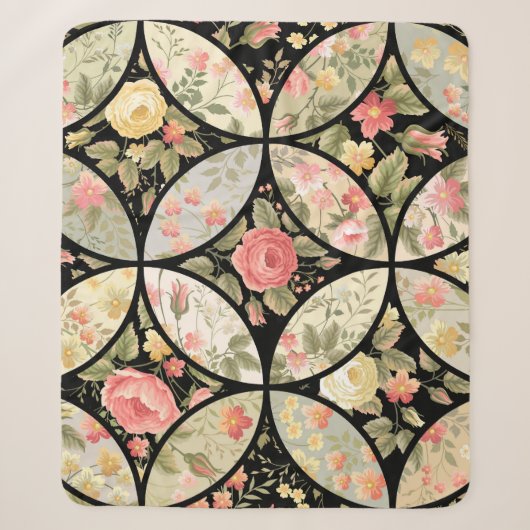 Couverture Sherpa Patchwork Vintage Motif sans couture (Devant)