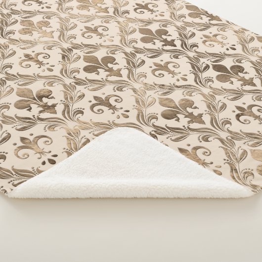 Couverture Sherpa Pâte d'or motif à fleur de lis (3/4)