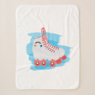 Couverture Sherpa Patins à rouleaux avec éclaboussure d'aquarelle