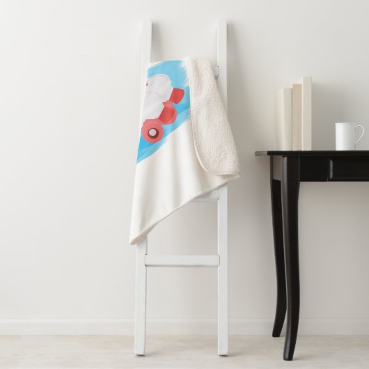 Couverture Sherpa Patins à rouleaux avec éclaboussure d'aquarelle (En situation)