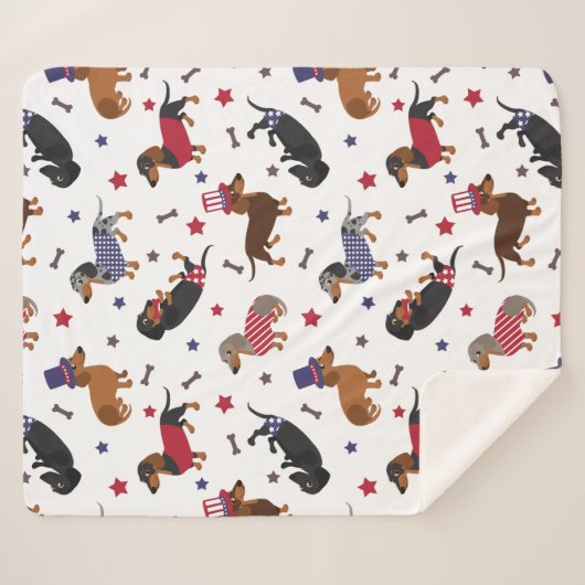 Couverture Sherpa Patriotic Dachshund (Devant (Horizontal))