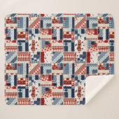 Couverture Sherpa Patriotique Quilt Look Sherpa Fleece Blanche (Devant (Horizontal))