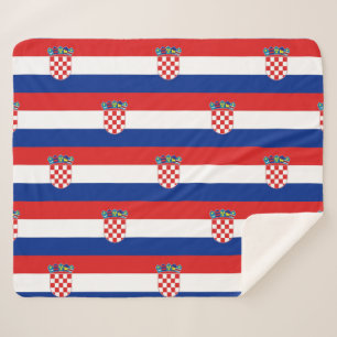 Couverture Sherpa Patriotique Sherpa Blanche avec drapeau de Croatie