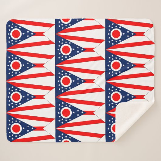Couverture Sherpa Patriotique Sherpa Blanket avec drapeau de l'Ohio (Devant (Horizontal))