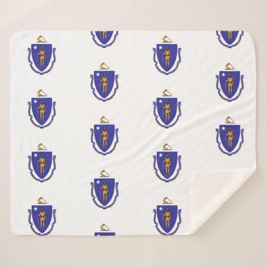Couverture Sherpa Patriotique Sherpa Blanket avec drapeau du Massach (Devant (Horizontal))