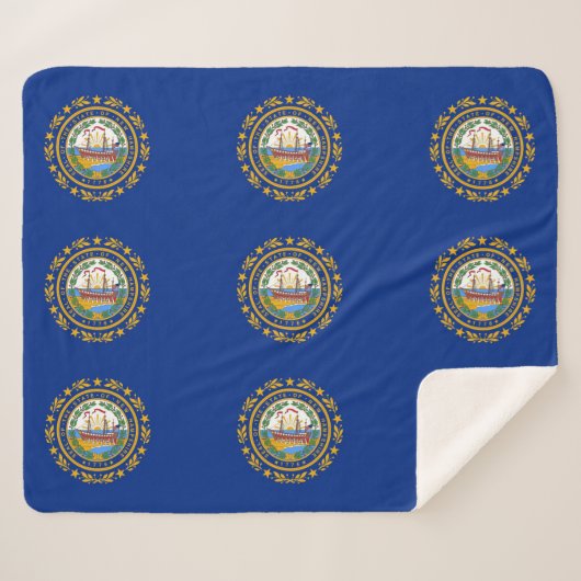 Couverture Sherpa Patriotique Sherpa Blanket avec drapeau du New Ham (Devant (Horizontal))