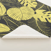 Couverture Sherpa Patte Tropicale Noir Jaune Deux Tons (3/4)