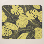 Couverture Sherpa Patte Tropicale Noir Jaune Deux Tons (Devant (Horizontal))