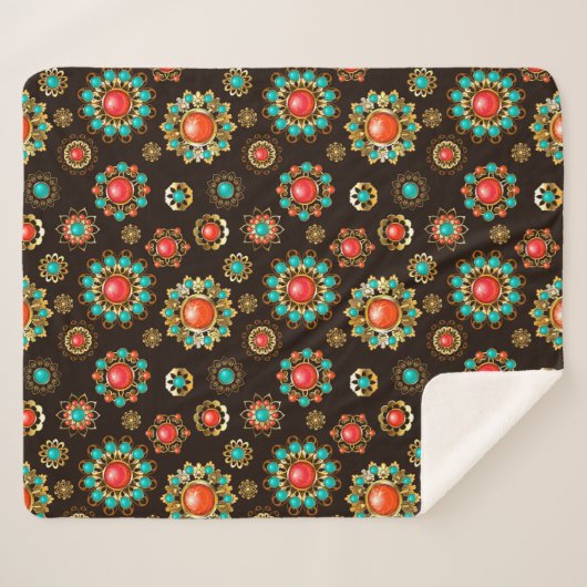 Couverture Sherpa Pattern de Ethnic Brooches Seamless (Devant (Horizontal))