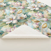 Couverture Sherpa Pattern Elegant Magnolia Flowers (3/4)