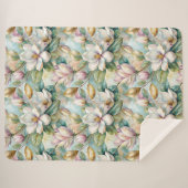 Couverture Sherpa Pattern Elegant Magnolia Flowers (Devant (Horizontal))