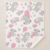 Couverture Sherpa Pattern of Elephants, Cute Elephants - Pink Gray (Devant)