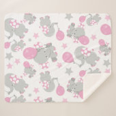 Couverture Sherpa Pattern of Elephants, Cute Elephants - Pink Gray (Devant (Horizontal))