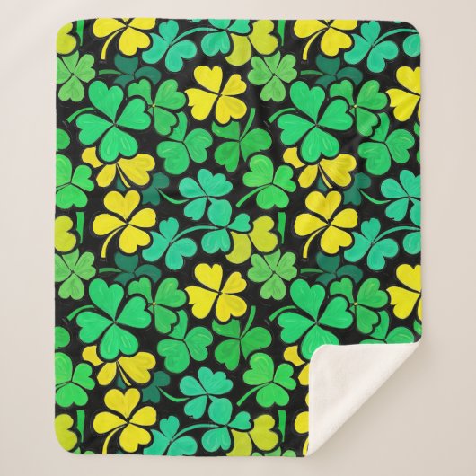 Couverture Sherpa Pattern St. Patrick's Day Clovers (Devant)