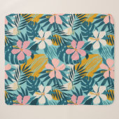 Couverture Sherpa Pattern tropical hibiscus (Devant (Horizontal))