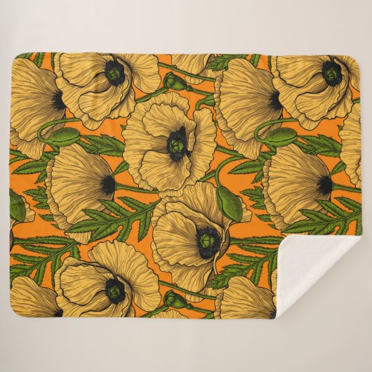 Couverture Sherpa Pavot jaune (Devant (Horizontal))