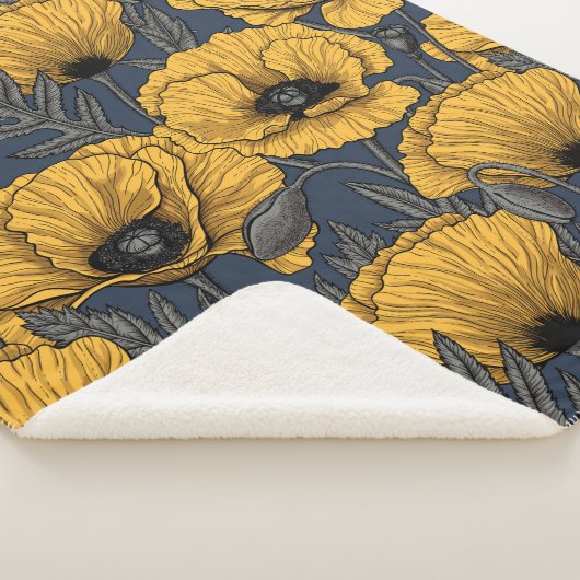 Couverture Sherpa Pavot jaune sur la marine (3/4)