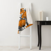 Couverture Sherpa Pavot orange sur blanc (En situation)