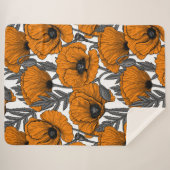 Couverture Sherpa Pavot orange sur blanc (Devant (Horizontal))