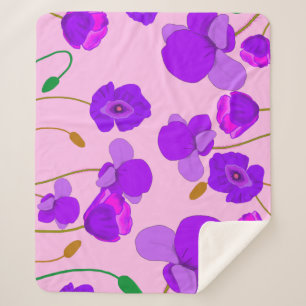 Couverture Sherpa Pavot (Papaver somniferum) Lilac