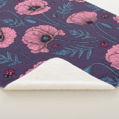 Couverture Sherpa Pavot rose sur violet foncé (3/4)