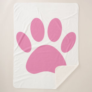 Couverture Sherpa Pawprint de Chien Rose Sherpa Blanche