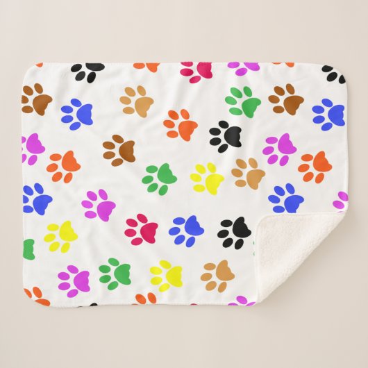 Couverture Sherpa Paws colorés (Devant (Horizontal))