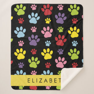 Couverture Sherpa Paws Colorés, Motif Paw, Paws Chiens, Votre Nom