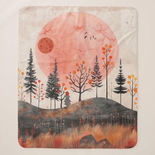 Couverture Sherpa Paysage Abstrait de Boho (13) (Devant)