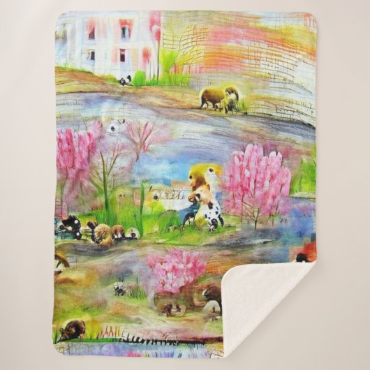 Couverture Sherpa Paysage aquarelle (Devant)