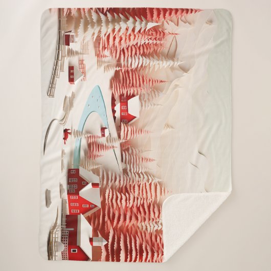 Couverture Sherpa Paysage d'hiver scandinave en 3D (Devant)