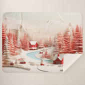Couverture Sherpa Paysage d'hiver scandinave en 3D (Devant (Horizontal))